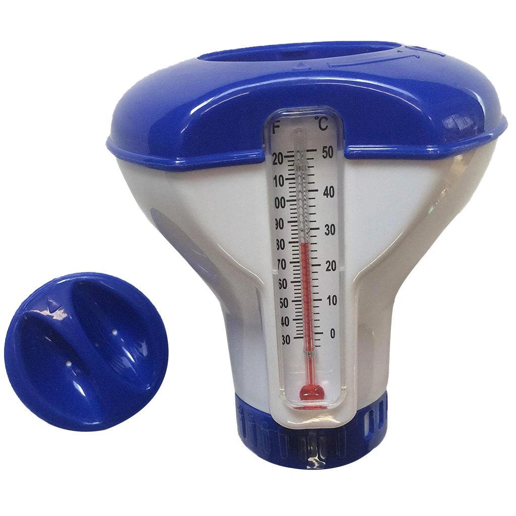 Pool Supply Town Floating Chlorine And Bromine Tabs Dispenser With Thermometer Large Capacity Spa Swimming Pool Accessory 5 Inch