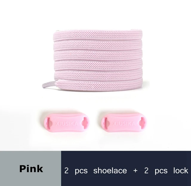 Reticulated Woven Elastic Shoe Laces Flat buckle Lock No Tie Shoelaces Sports Competition Take A Walk Sneakers Lazy Lace Pink