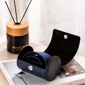 

High End Tie Watch Storage Box Creative Portable PU Magnetic Buckle To Prevent Wrinkles Round Display Stand Men's Gift Box