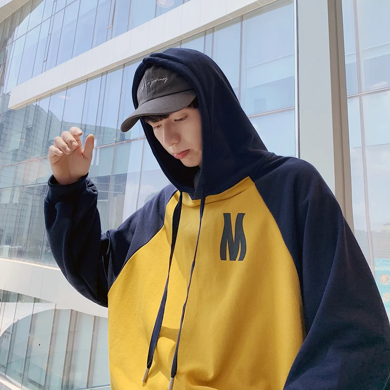 

2019 Autumn And Winter Men's New Casual Hit Color Letter Printing Hooded Hoodies Loose Temperament Trend Cotton Harajuku
