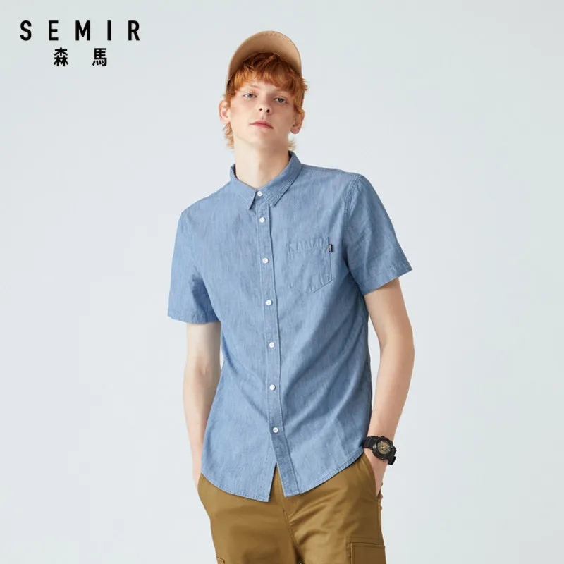 SEMIR Summer Fashion Brand shirt Men Clothes Slim Fit Short Sleeve Shirts Men Solid Cotton Casual Men Shirt Social Plus Size SEMIR Summer Fashion Brand shirt Men Clothes Slim Fit Short Sleeve Shirts Men Solid Cotton Casual Men Shirt Social Plus Size