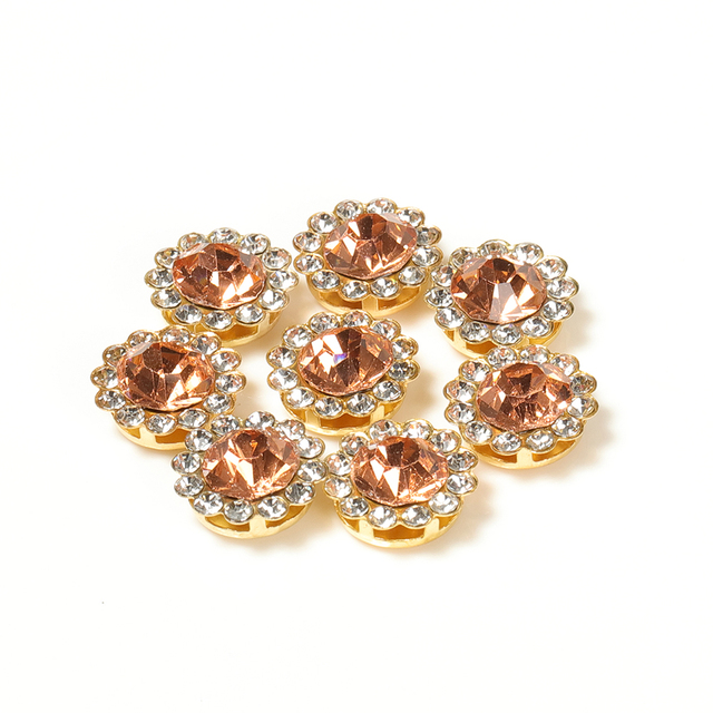 Glass Rhinestones Beads Czech Crystal Stones Gold Base Cabochon Sew on Beads for Bows DIY Jewelry Making Hair Accessories