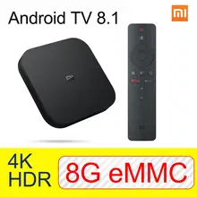 Xiaomi Mi ТВ коробка S штепсельная вилка европейского стандарта 4K ТВ-приставка Android ТВ 8,1 со сверхвысоким разрешением Ultra HD, 2G 8G WI-FI Google Cast Netflix-IPTV Set-top Box Media Player
