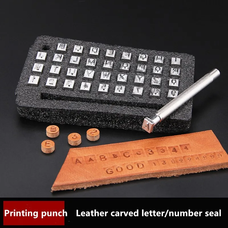 Sello de cuero para manualidades, herramienta de grabado artesanal, sellos para manualidades de cuero, acero, alfabeto, número, sello, molde de impresión de Metal, 3,5/6,5mm, 36 Uds.