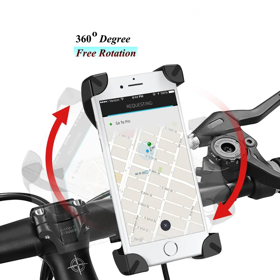Регулируемый держатель для велосипеда, держатель для телефона из ПВХ, крепление на руль велосипеда, крепление на 360 градусов, вращающийся держатель для iPhone X, универсальный мобильный телефон
