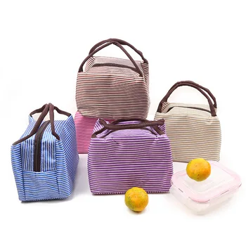 

Portable Creative Striped La Gu Insulation Bag-Style Large-Volume Lunch Box Bag Oxford Cloth