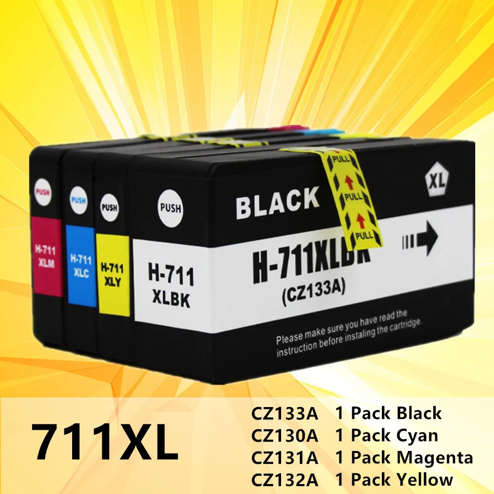 4PK для HP 711 XL 711XL Восстановленный чернильный картридж совместим с картриджами