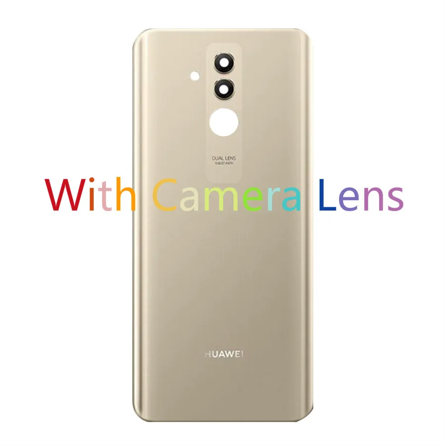 Gold With Lens Для huawei mate 20 Lite задняя крышка батарейного отсека стеклянный корпус дверный чехол с объективом камеры для huawei mate 20 Lite задний корпус Стекло - Цвет: Gold With Lens