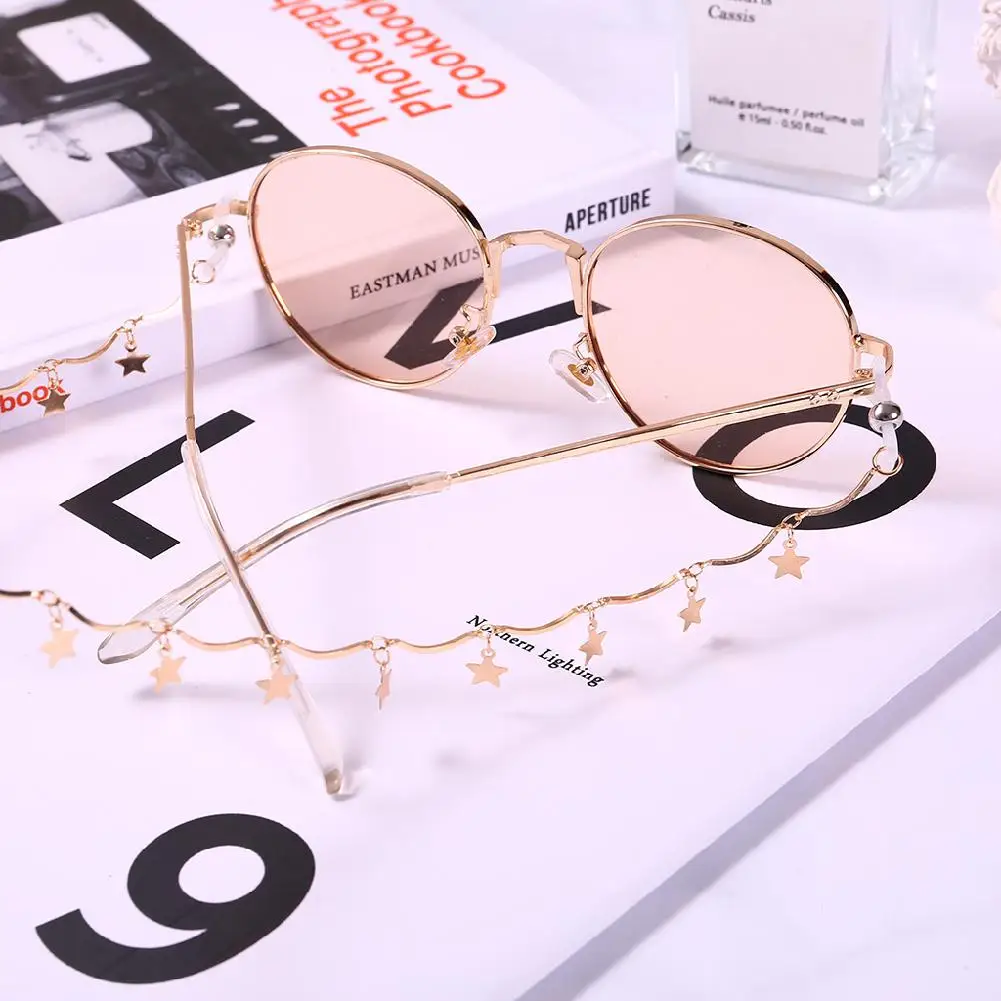 Шикарные женские в виде Золотой Звезды противоскользящие очки солнечные очки с цепочкой цепочка для очков для чтения очки шнур держатель шейный ремешок Ремешок