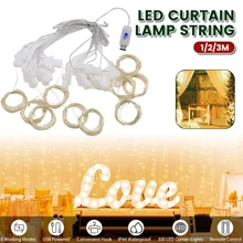 USB Festoon String Light Fairy Garland Curtain Hanging Light Christmas Light Decor For Home Holiday Decorative New Year Lamp