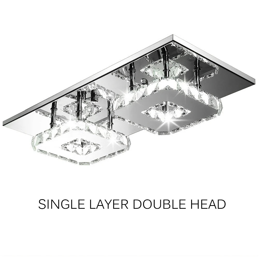 Retângulo de Cristal Lâmpada do Teto de Poupança de Energia Lustre de Cristal para Sala de Estar Luminária Dupla-cabeça Corredor 24w 2 24w retângulo de cristal lâmpada do teto
