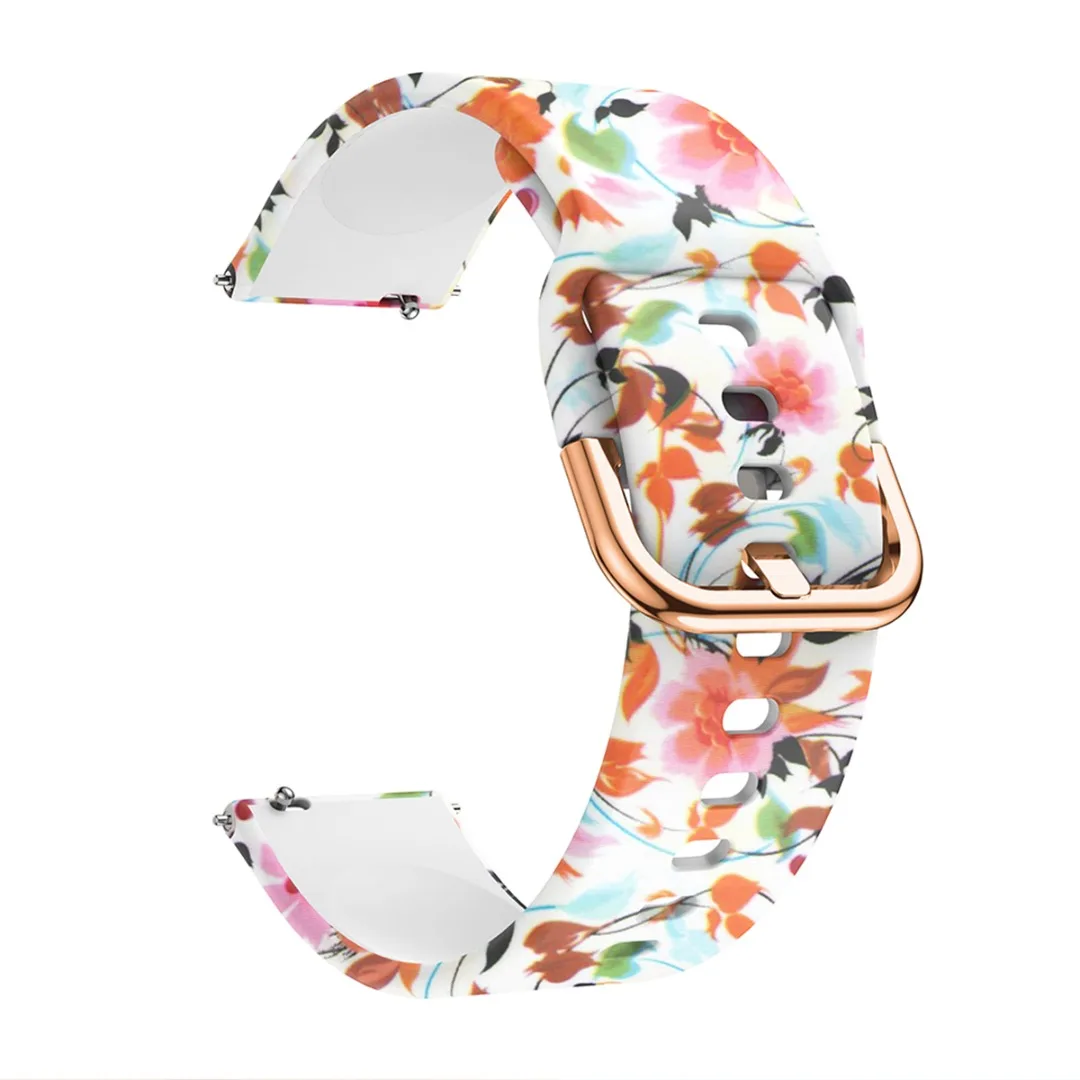 20mm Sport Strap for Samsung Galaxy Watch Active Fashion Flower Dog Paw Print Soft Silicone Strap Sport Bracelet Replacement