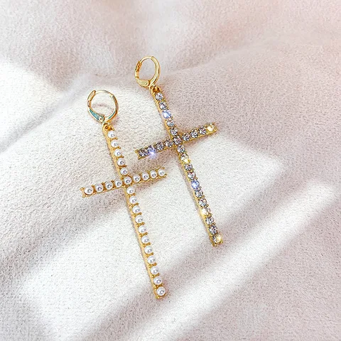 Piece Punk Gothic Stainless Steel Stud Cross Round Piercing Drop Earrings Fashion Women Men Ear Clip Rock Jewelry