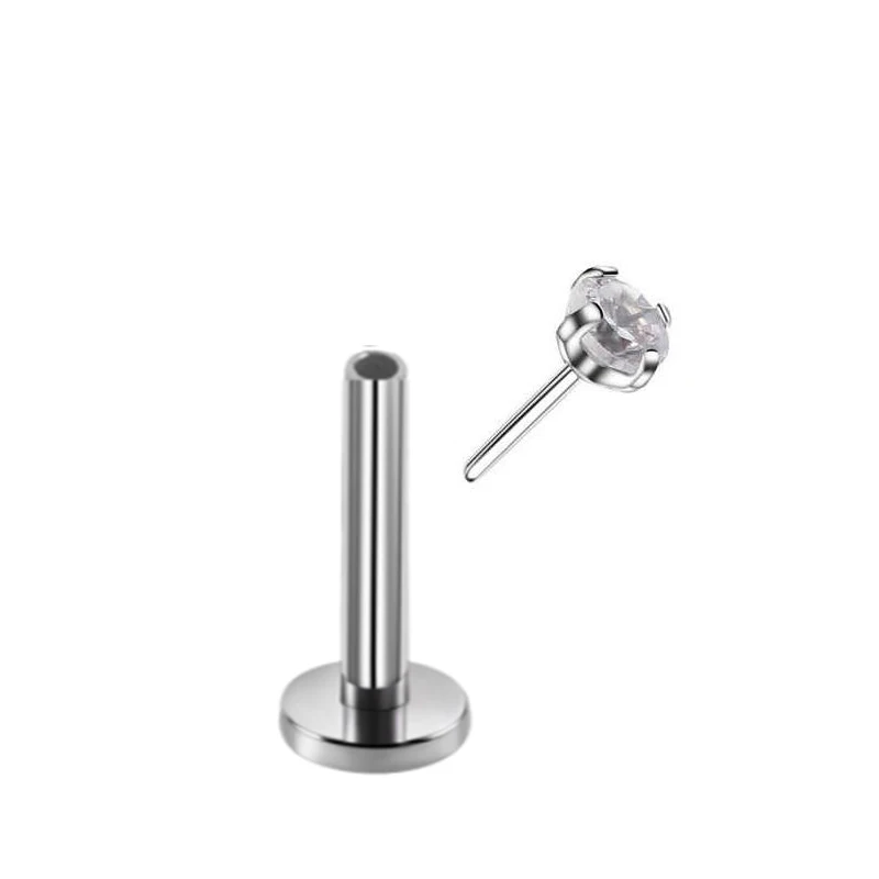 Piercing Jewelry 1Pc 20G-16G 1.5-4mm Gem Crystal Monroe Lip Stud Ring Tragus Helix Conch Cartilage Earring Piercing Steel Lip Labret Piercing Set