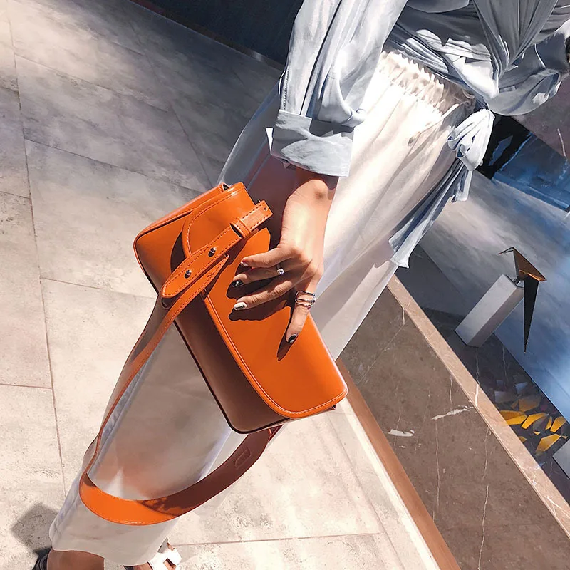 

Autumn and winter new waxed solid small square bag retro simple shoulder diagonal women's bag