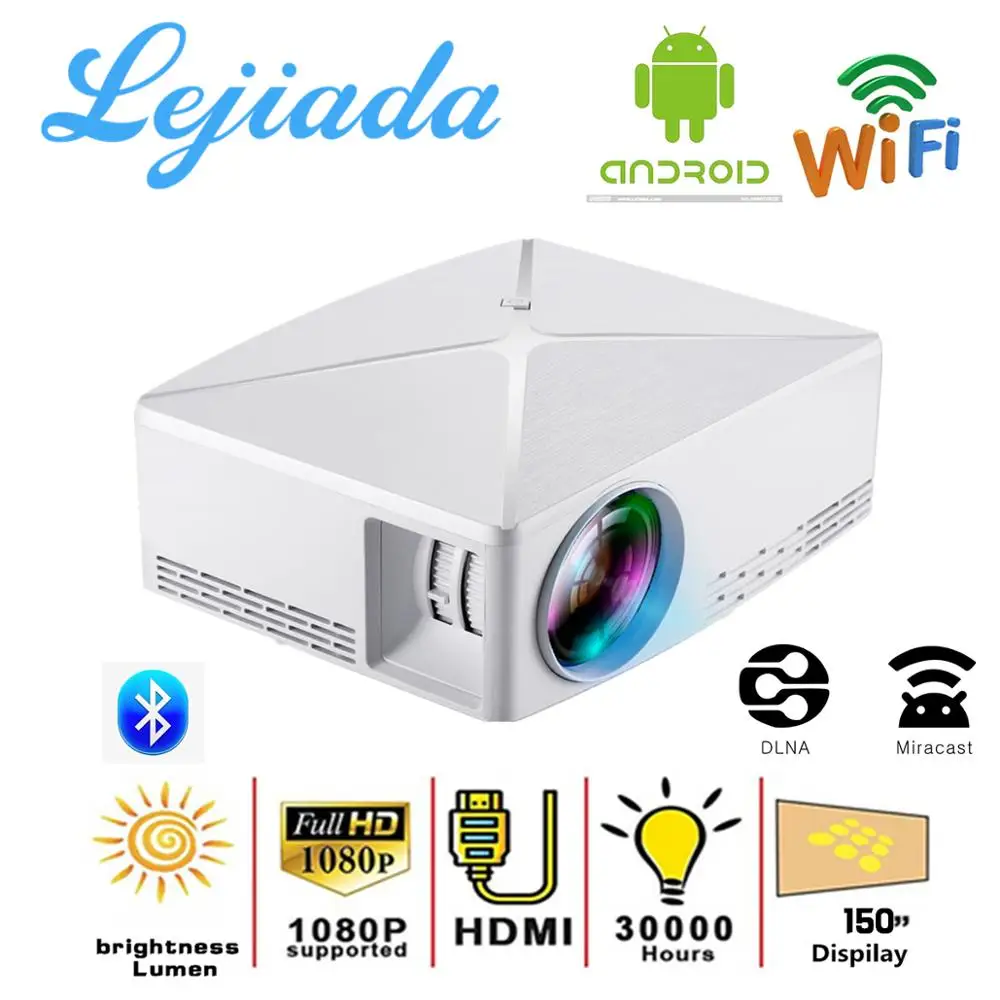 Умный проектор LEJIADA C80UP Android Wi Fi 1080P HD с Bluetooth беспроводная синхронизация со