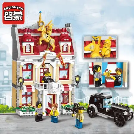 

Enlighten Building Block Compatible with City Town City Hall 4 Figures 742pcs Educational Bricks Toy Boy Gift