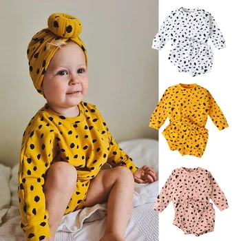 

2 pcs Infant Baby boys Girls Suit Set Polka Dot Round Neck Long Sleeve T-Shirt Shorts Baby Autumn Spring Costume