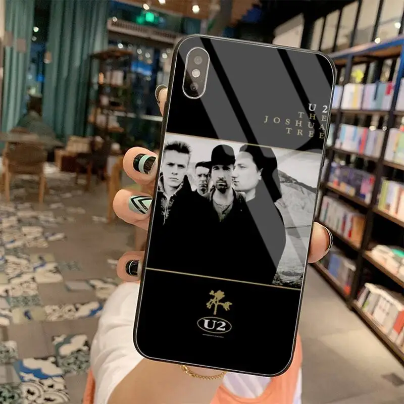 lumee case YJZFDYRM Bono U2 Ban Nhạc Màu Đen Mềm Vỏ Ốp Lưng Điện Thoại Kính Cường Lực Cho iPhone 11 Pro XR XS MAX 8X7 6S 6 Plus SE 2020 Ốp Lưng apple charging case