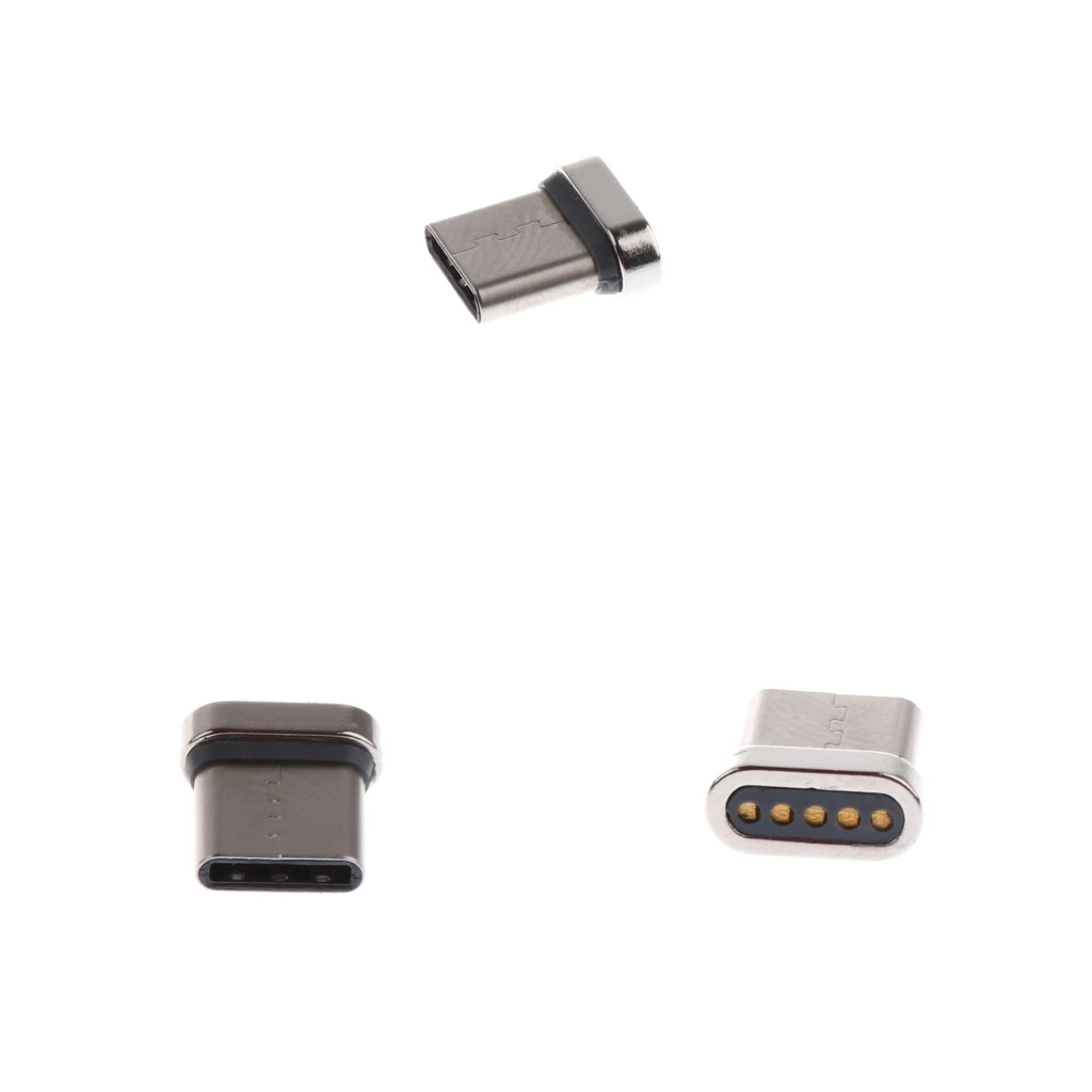 

3 Pcs Aluminum Alloy USB Type C Male Cord Magnetic Tip Charger Adapter Connector for Android Phones and Tablet Silver