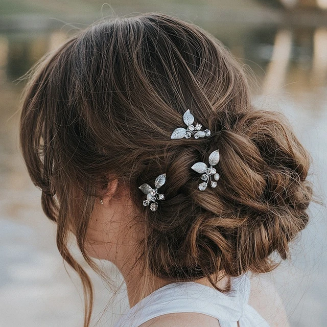 Horquillas para el pelo para novia, accesorios de boda Vintage con hoja de  plata, tocados de diamantes de imitación, tocado elegante para mujer,  adornos para el cabello para niña - AliExpress