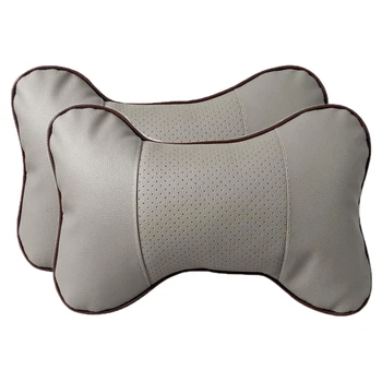 

2 x Car Neck Pillow, Comfortable Soft Breathable Leather Car Head Neck Rest Cushion Relax Neck Support Headrest Pillows for Car