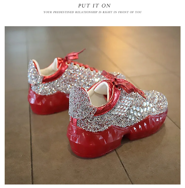 

Women's fashion crystal shoes, rhinestone jelly bottom sports shoes, ladies net red hot diamond running shoes