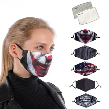 

Reusable Printed Face Mask Breathable Washable Anti Pollution Mouth Cover with Filter Pads
