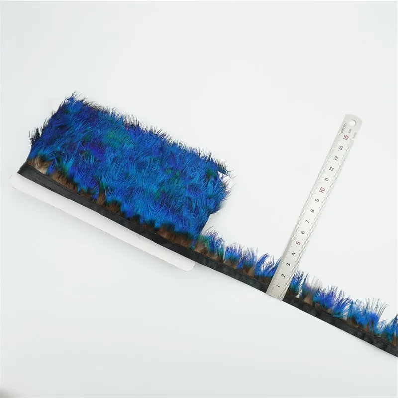 La frangia di piume di pavone all'ingrosso rifila il nastro blu pavone naturale decorazione natalizia accessori da sposa guarnizioni per cucire fai da te - immagine 4