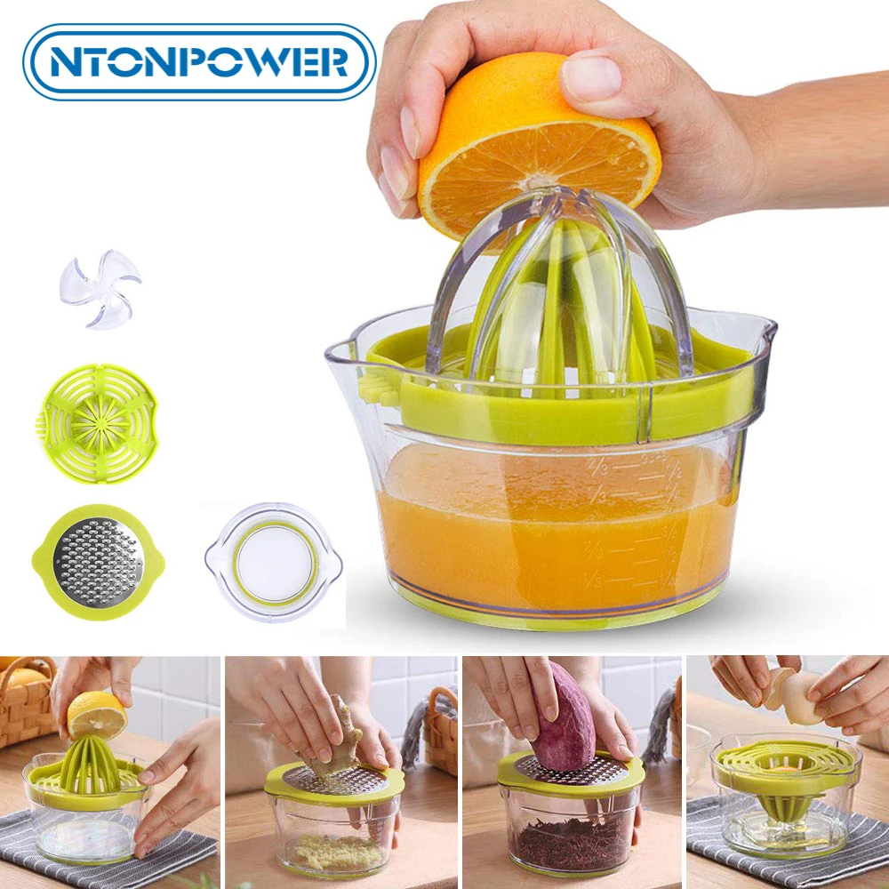 

NTONPOWER Manual Juicer 4 in 1 Citrus Lemon Orange Hand Squeezer Multifunctional Kitchen Gadgets Accessories Filter Egg White