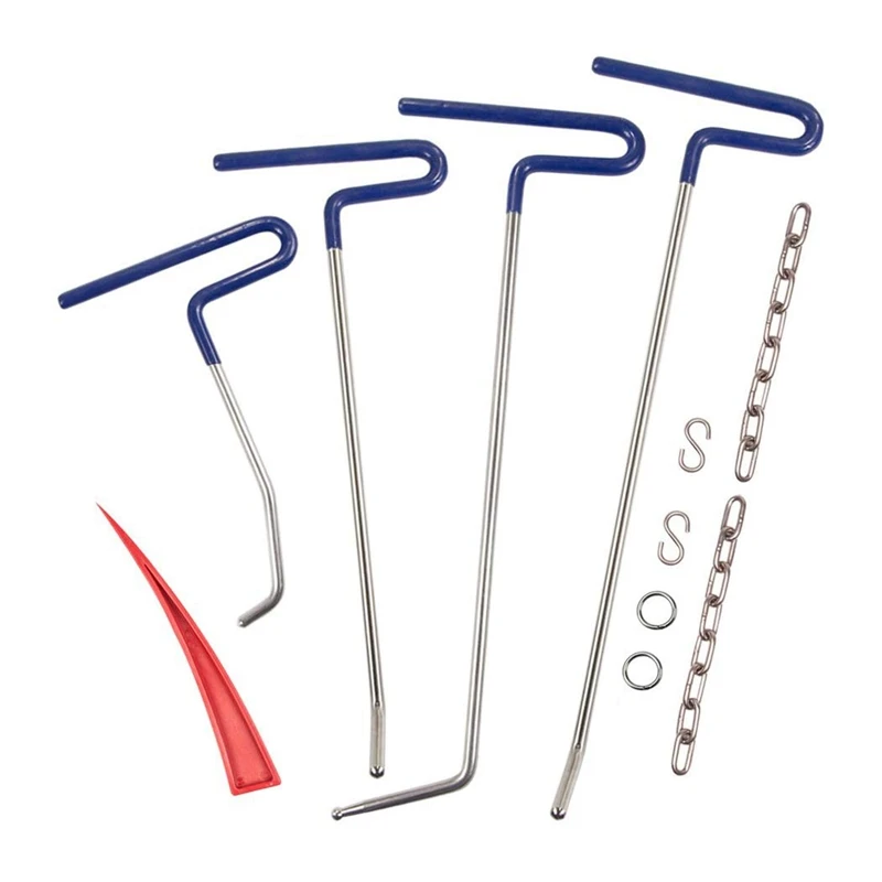 

9Pcs Dent Removal Rods Tools Dent Repair Kit Rod Whale Tail with Air Wedge Alignment Tool for Car Dents Hail Damage Removal