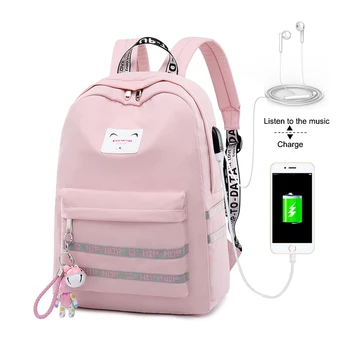 

Fashion Style Canvas Backpack Backpack Waterproof Travel Backpack Backpack Trend Female Student Bag Solid Color Backpack
