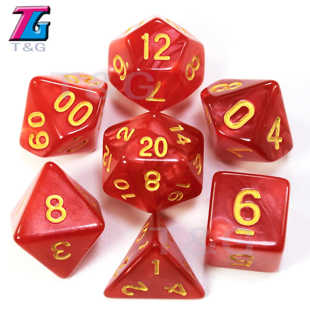 Золото чернил игральные кости DnD эффект мраморной поверхности D4 D6 D8 D10 % D12 D20 7