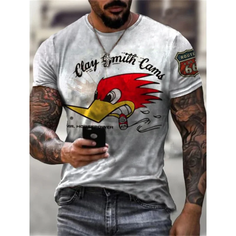 3D Triumph Motorcycle Print T-shirt Oversize Tshirt Unisex Round Neck Summer Men's Clothing Short Sleeves Cool Male Tops Tees