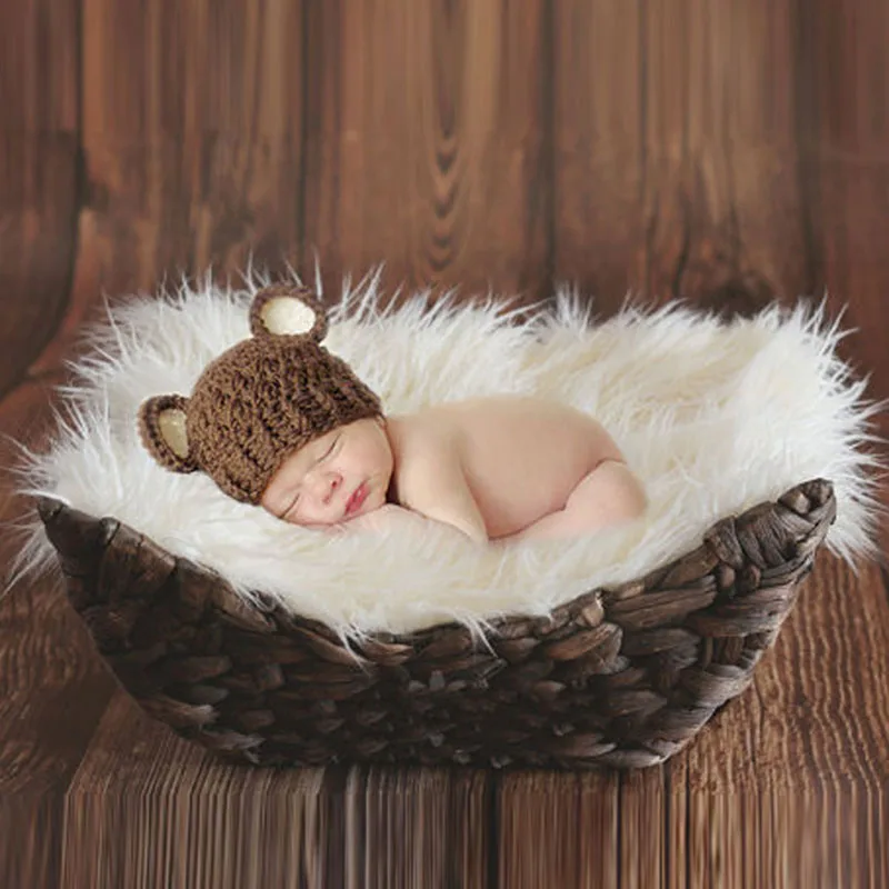 Baby Photo Props Backdrop Newborn Photography Soft Fur Quilt Mat Blanket Rug 