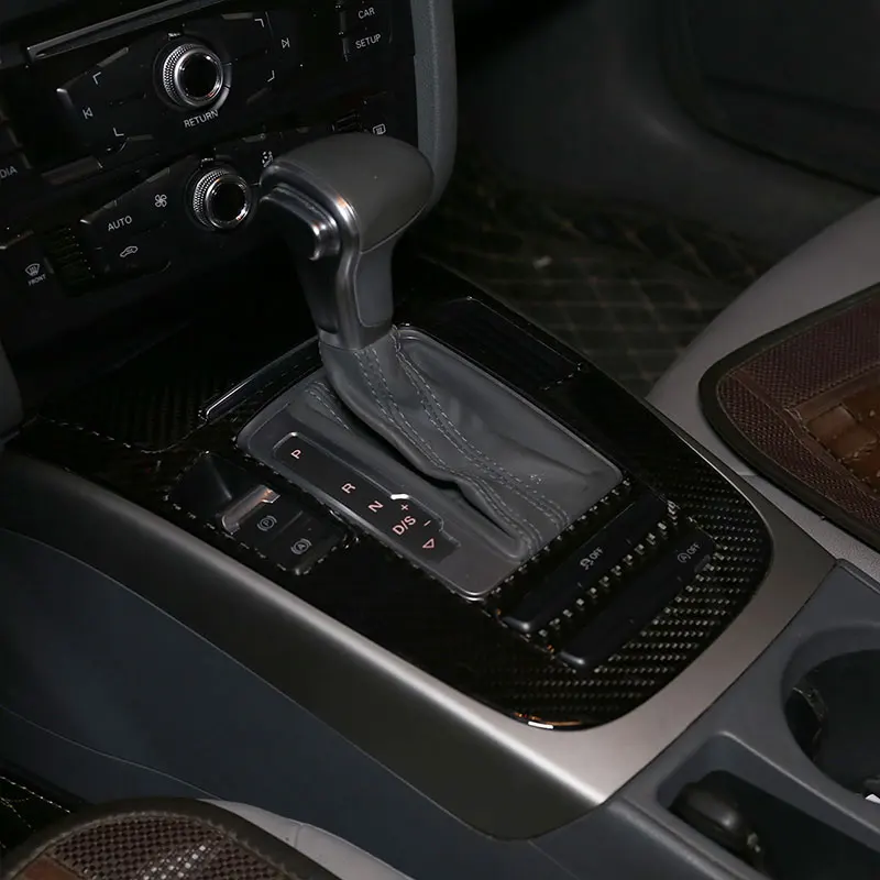 Real Carbon Fiber Car Control Gear Shift Panel Cover Gearshift Panel Frame 3D Interior Sticker For Audi A4L / A5 2009