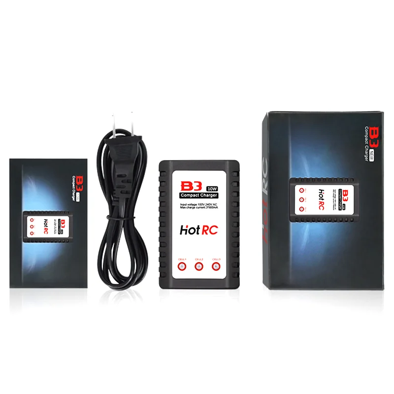 HotRc B3 10 Вт Компактный Баланс Зарядное устройство для 2S 3S 7 4 V 11 1 LiPo батарея вертолет
