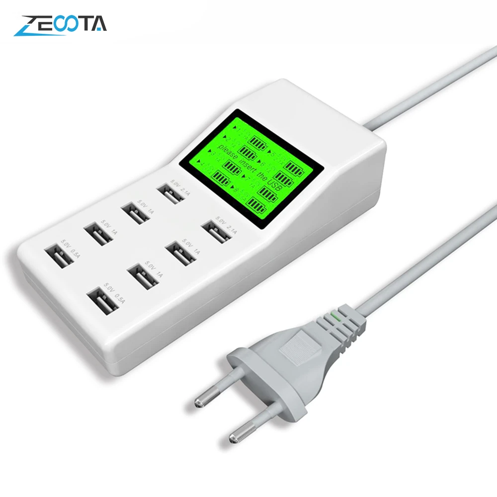 Cargador teléfono móvil múltiple, adaptador de carga USB de pared 9.2A, enchufe para EE. UU., UE, Reino Unido y Australia, pantalla LCD de escritorio para Xiaoomi, Huawei, IPhone|plug wall charger|usb charger