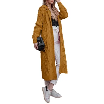 

Sweater Women Autumn Winter Clothes Knit Hooded Cardigan Long Jacket Tops Ladies Fashion Warm Long Sleeve Outerwear One Size