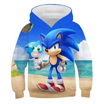 

2020 Sonic the Hedgehog Fashion boys girls Cartoon 3D Print Children Kids Clothes Sonic hoodies Top Autumn and winter Clothes