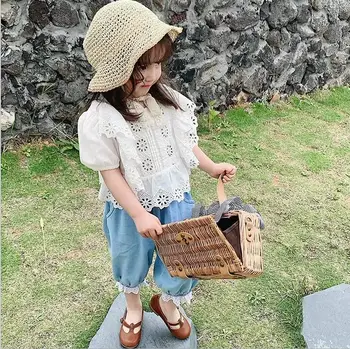 

2020 New Style Girls Shirt Summer Cotton Fashion Girls Blouse 2-7t QH332