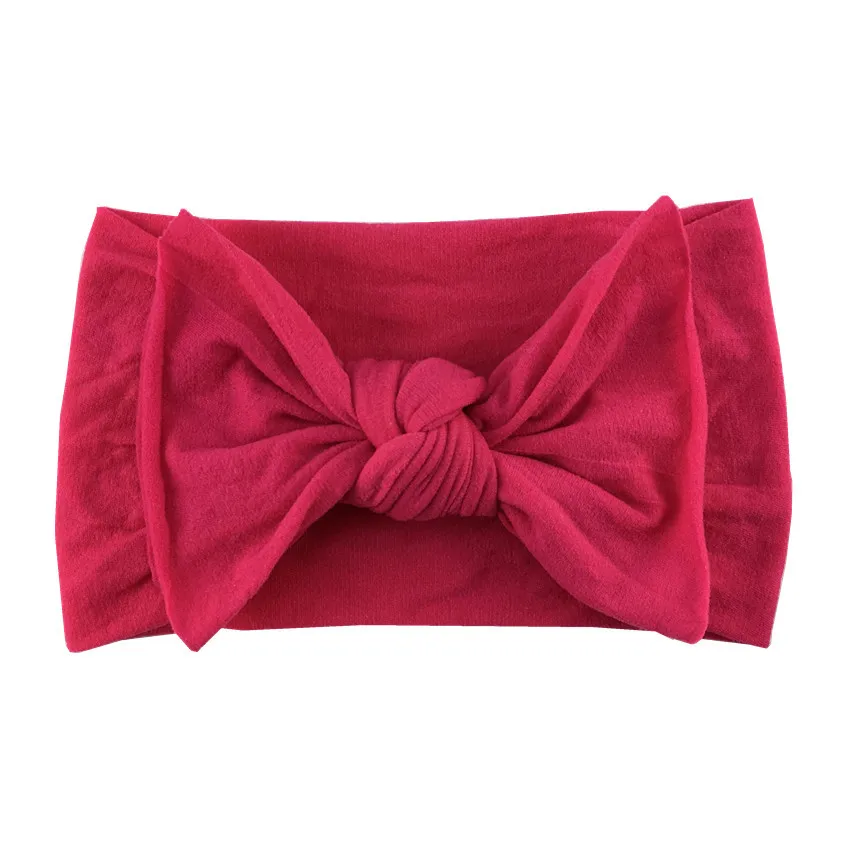 20pcs/lot Ear Turban Girl Lovely Headwear Wide Elastic Soft Nylon Headband with 4.5'' Hair Bow Headwrap For Kids Hair Accessorie