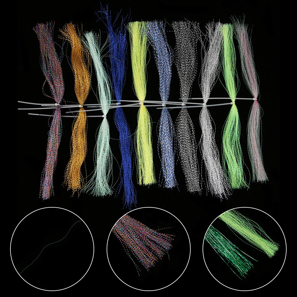 

300/450 PCs Fly Tying Materials Screw Holographic Tinsel Crystal Flash for Jig Head Hook Lure Making Material Fishing Tackle