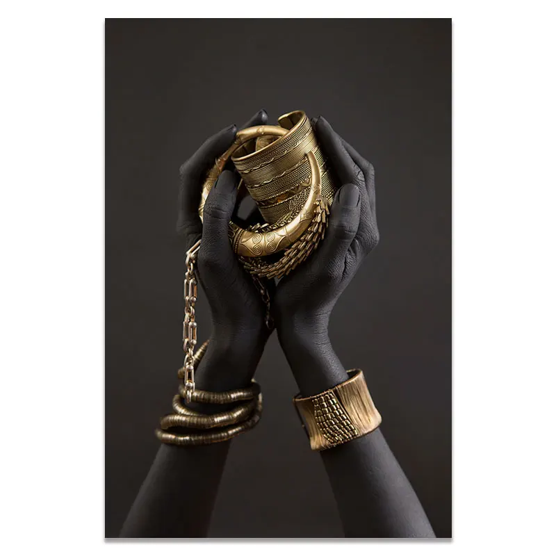 African Art Black and Gold Woman