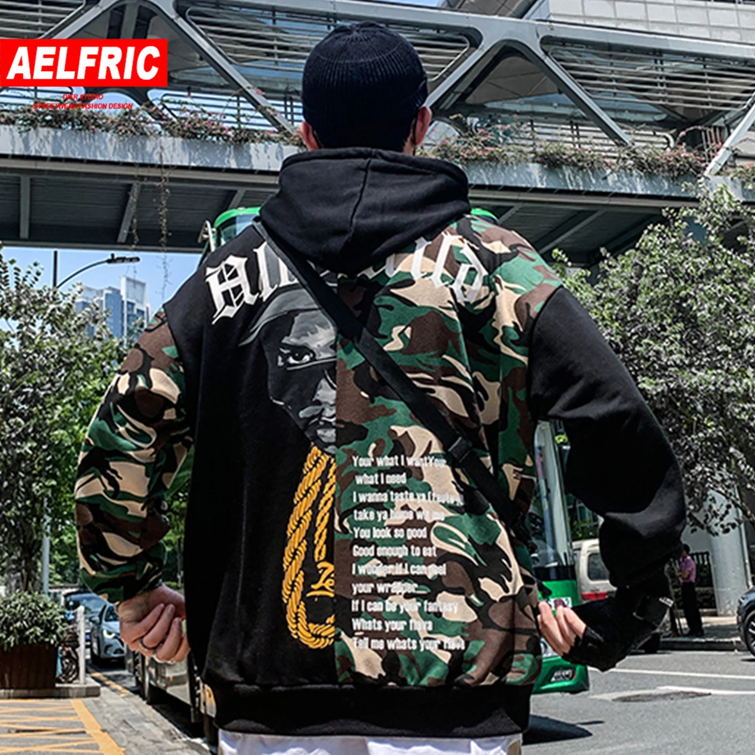 AELFRIC Лоскутные камуфляжные мужские толстовки Harajuku повседневные хлопковые толстовки с капюшоном хип-хоп мужской пуловер верхняя одежда уличная одежда