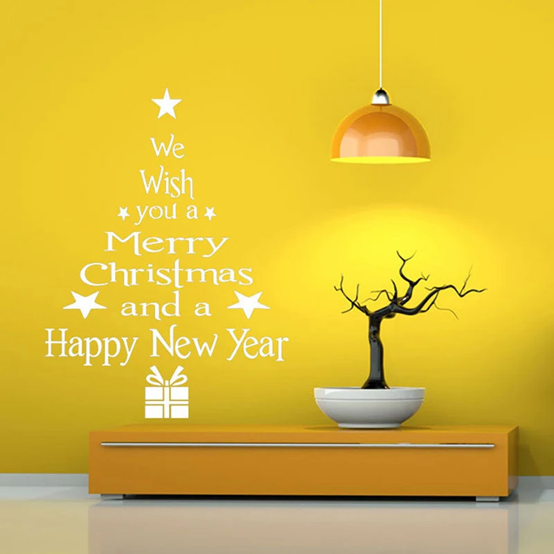 

Blessing Christmas Tree Wall Decals DIY Window Stickers PVC Waterproof Wall Wallpaper Christmas Decor Home Kids Room Living Room