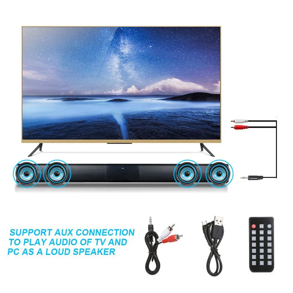 Новый 4 0 беспроводной 20 Вт звуковой бар стерео Hifi Саундбар домашний кинотеатр