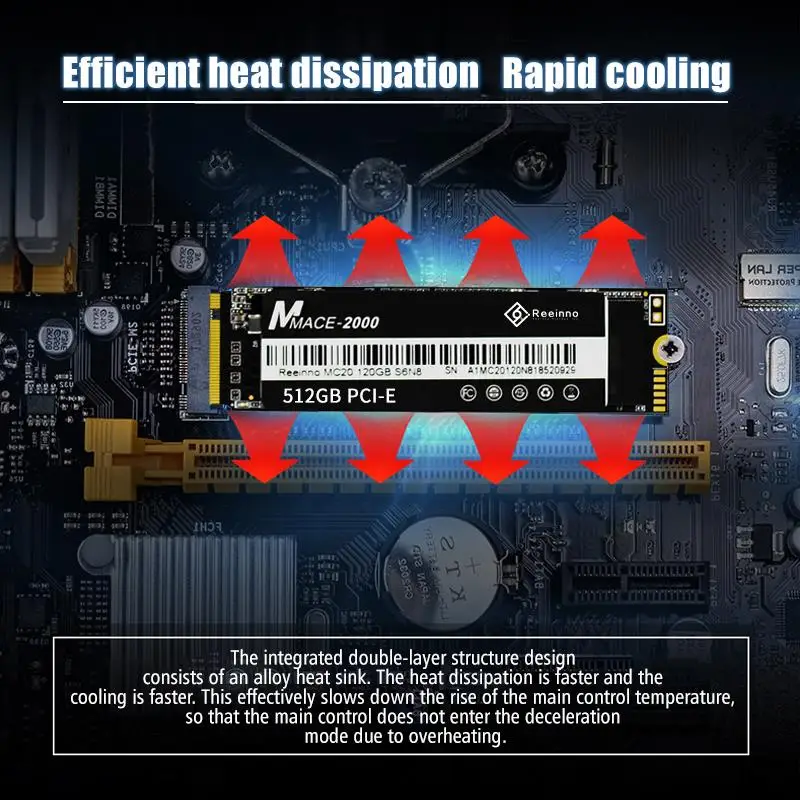 Reeinno Mace2000 ssd m.2 PCIe Nvme 2280 128 ГБ 256 512 1 ТБ 3D NAND flash 8 Внутренний твердотельный накопитель