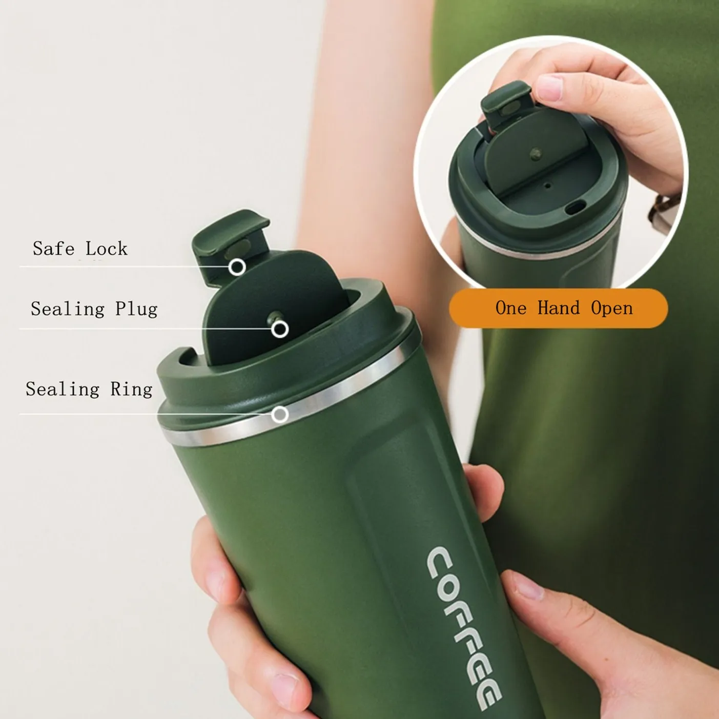 Portable Solid Coffee Mug With Lid Leak Proof Coffee Cup Stainless Steel  Insulated Water Thermos Cup Car Office Drinkware Gifts - AliExpress