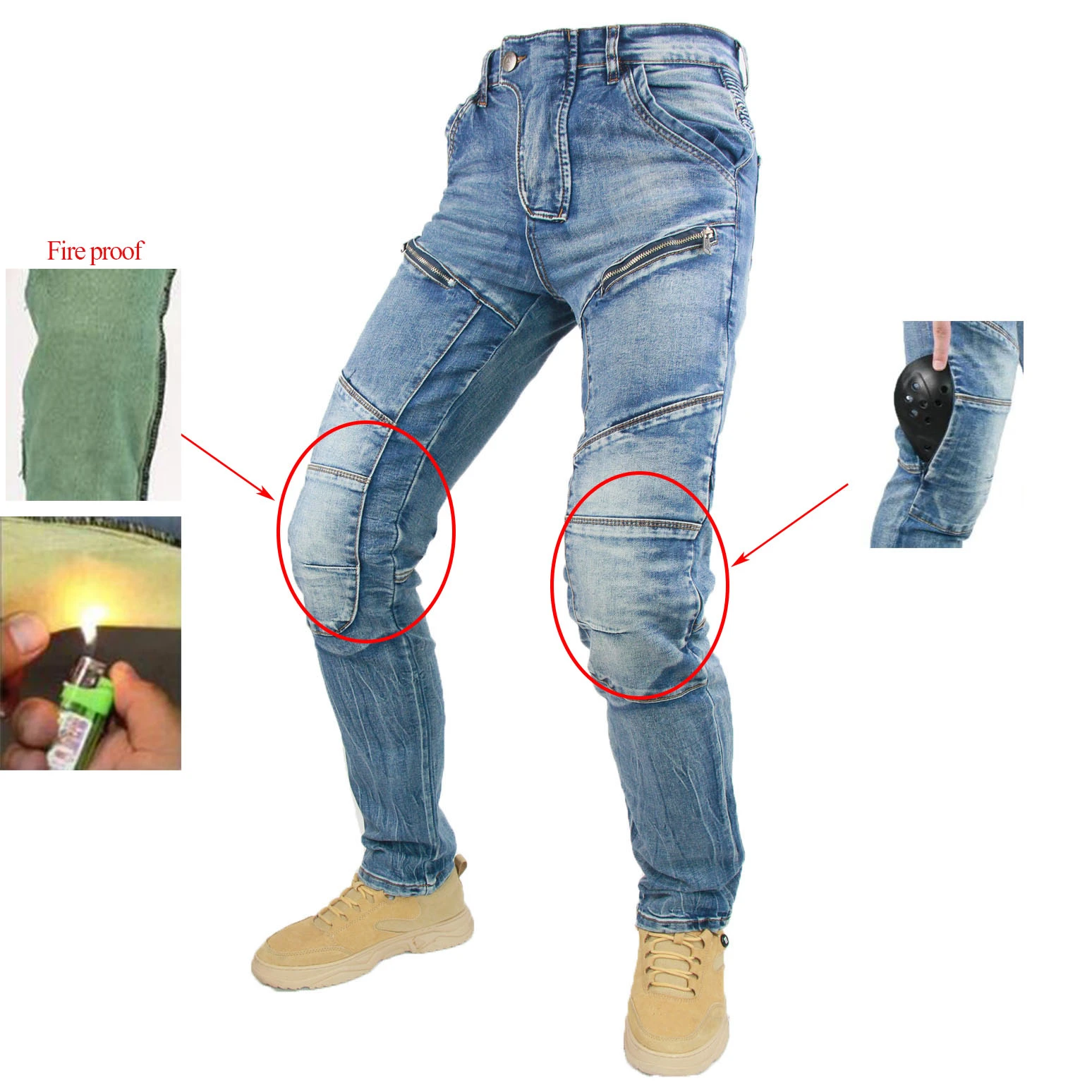 Pantalones vaqueros elásticos de alta calidad para montar MOTO, jeans carreras con kevlar en la rodilla|Pantalones| - AliExpress